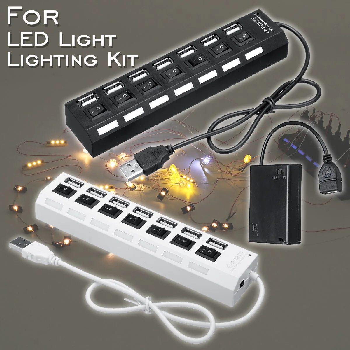 7 port USB 2.0 HUB distributor switch battery box used for LED lighting kit to install block (without battery) | Игрушки и хобби