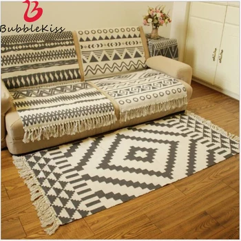 

Bubble Kiss Rugs for Bedroom Cotton Tassels Yarn Dyed Carpet Japanese Anti-wrinkle Sofa Rug Bedroom Mat Living Room Table Mat