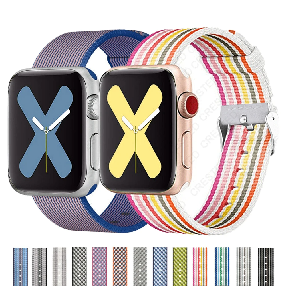 

nylon strap for apple watch band 44 42 mm Weave Bracelet iwatch band 38mm 40mm correa for apple watch series 5 4 3 Accessories