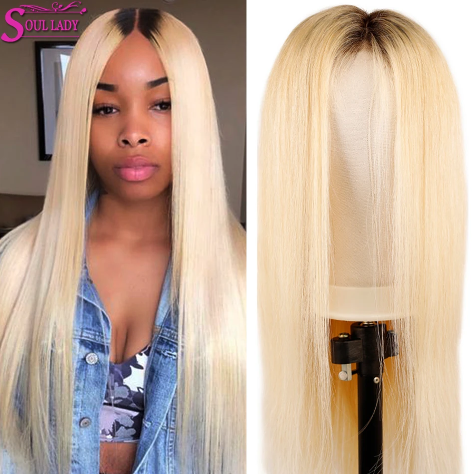 Blonde lace front wig with dark roots Clearance