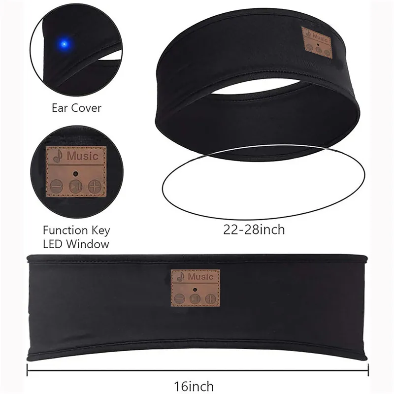 Women Wireless Music Eye Mask Bluetooth-compatible Sleeping Earphone Man Smart Sport Headband Headset with Mic Yoga Hair Bands 6