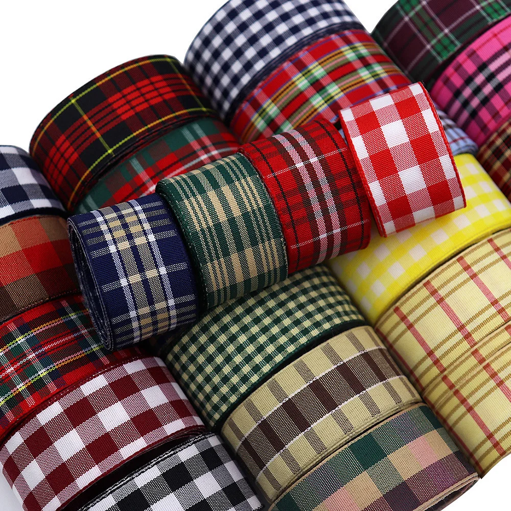 Gingham Ribbon Checkered Ribbon 1-Inch 1-1/2-inch Wide Taffeta Plaid 5 Yard Long 100% Polyester Woven Edge ribbon decoration,ribbon supplies,polyester ribbon,sewing ribbon