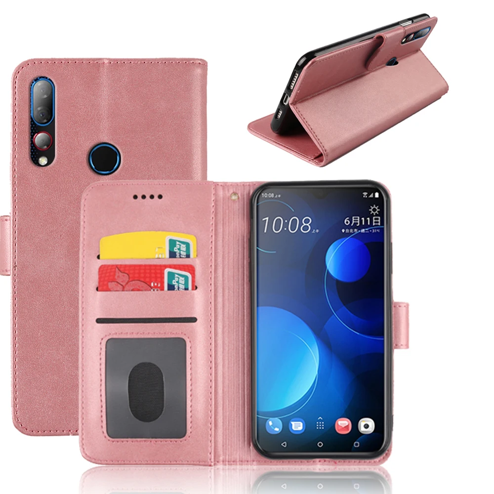 Кожаный чехол MKS для htc Desire 19 plus на заднюю панель флип телефона с отделением ID