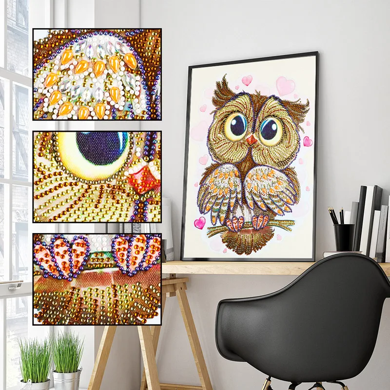 DIY 5D Diamond Painting Owl Cartoon Animal Embroidery Art Dotz Gem Paint Bead Crystal Drill Craft Puzzles Picture Kits for Kids (1)