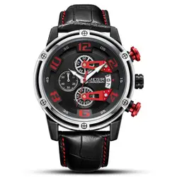 2019MEGIR новые модные мужские часы лучший бренд класса люкс Большой циферблат военные кварцевые часы кожаные водонепроницаемые спортивные