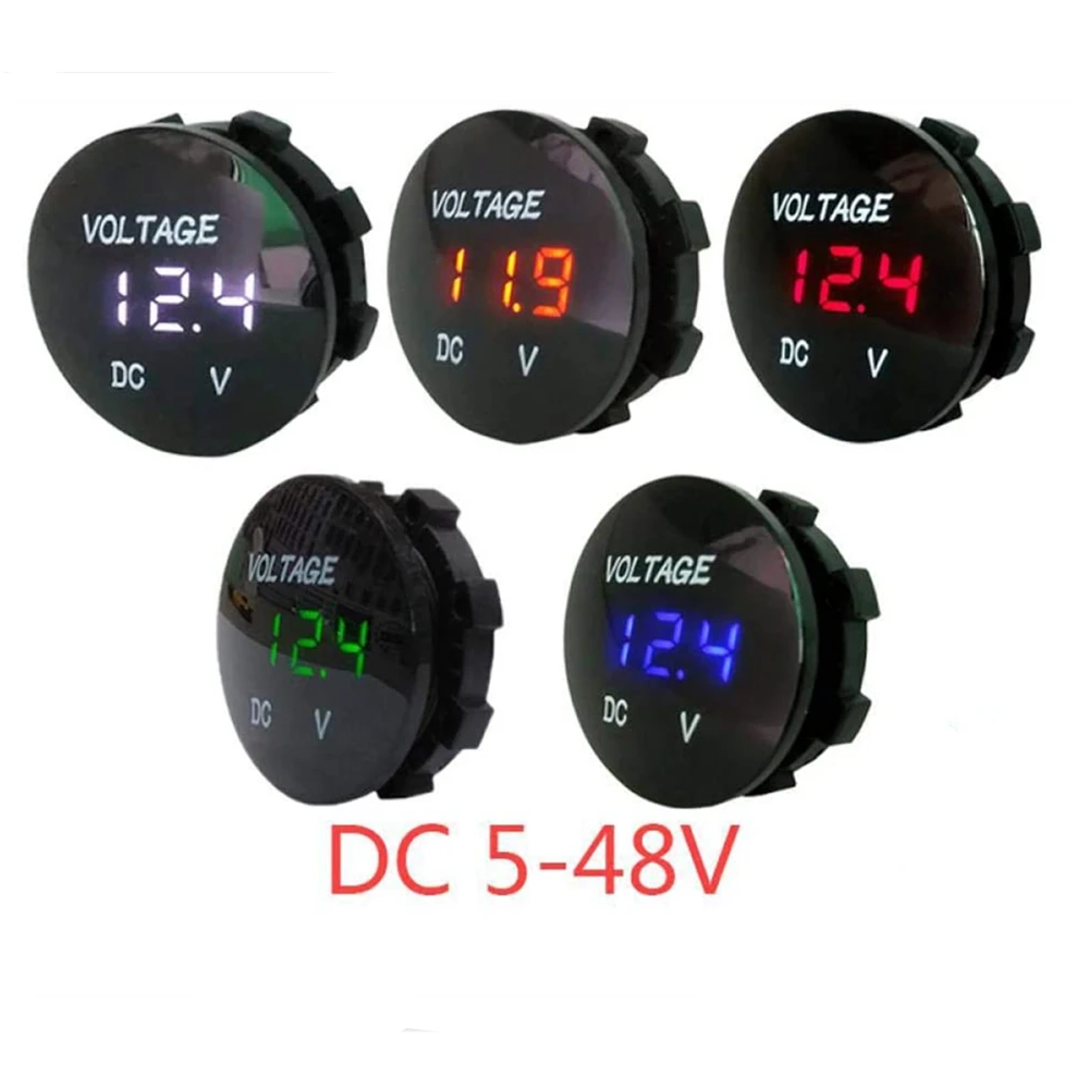 Мини DC5V 48V круглый Водонепроницаемый моторная лодка мотоцикл LED Панель Цифровой вольтметр тестер монитора