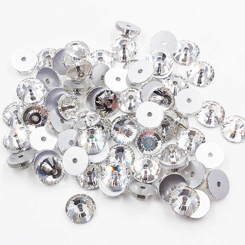 Flatback Middle Hole Sewing Rhinestones 100pcs for Clothes Fabric Gems