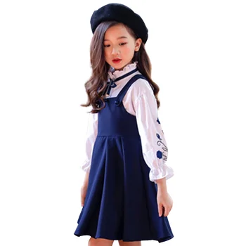 

Girls Clothes Set Embroidery Blouse+Dress 2 Pcs Autumn Suit For Girls Casual Children's Set Winter Teen Girls Clothing 4 6 8 12