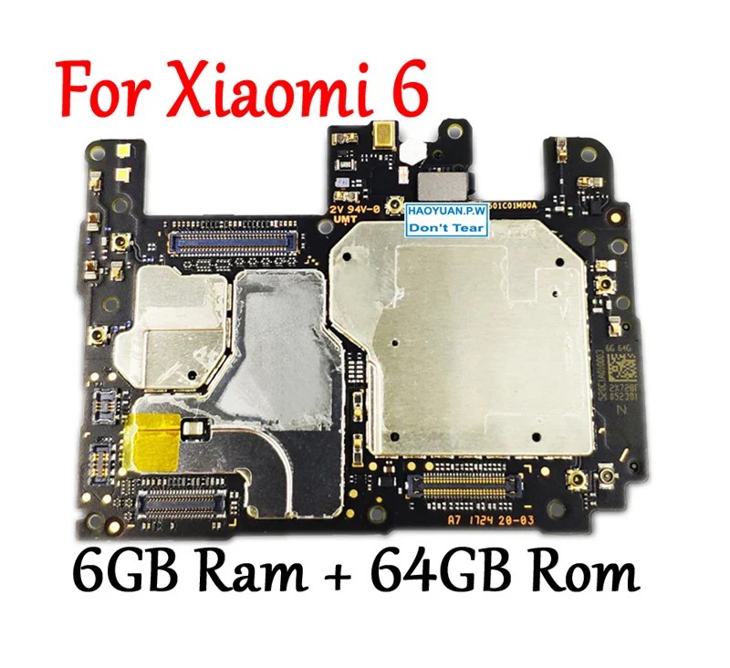 

(Tested)Full Work Original Unlock Motherboard For Xiaomi 6 Mi 6 Mi6 M6 64GB Logic Circuit Board Plate Global Firmware