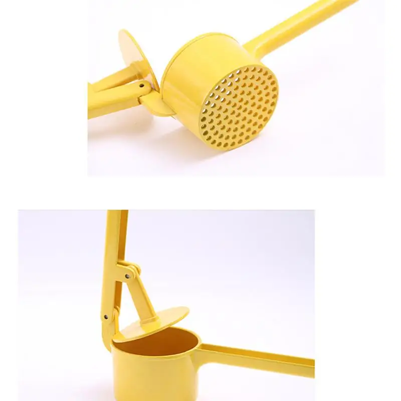 Aluminum Alloy Manual Lemon Clip Potato Grinding Tool Garlic Pugging Gadget For Party Cafe Bar Home(Yellow