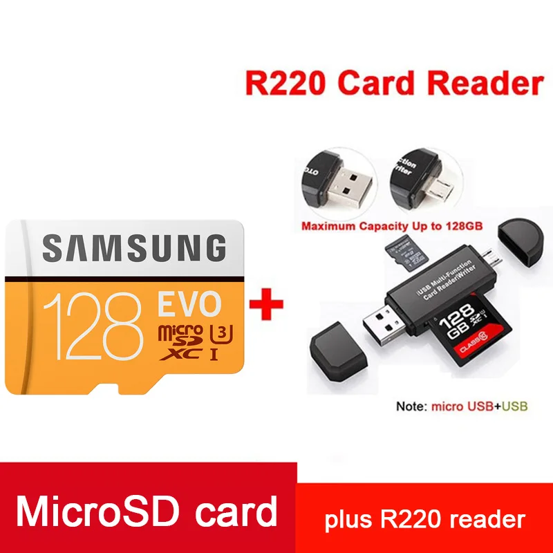 Samsung Micro SD карта 32 ГБ Class 10 карт памяти MicroSD 256 ГБ 128 ГБ 64 ГБ TF карты sdhcxc картао де memoria дропшиппинг - Емкость: MP128G-R220