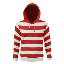Where's Waldo Now/красный и белый костюм в полоску для косплея; толстовка с капюшоном для взрослых; нарядный пуловер для рождественской вечеринки