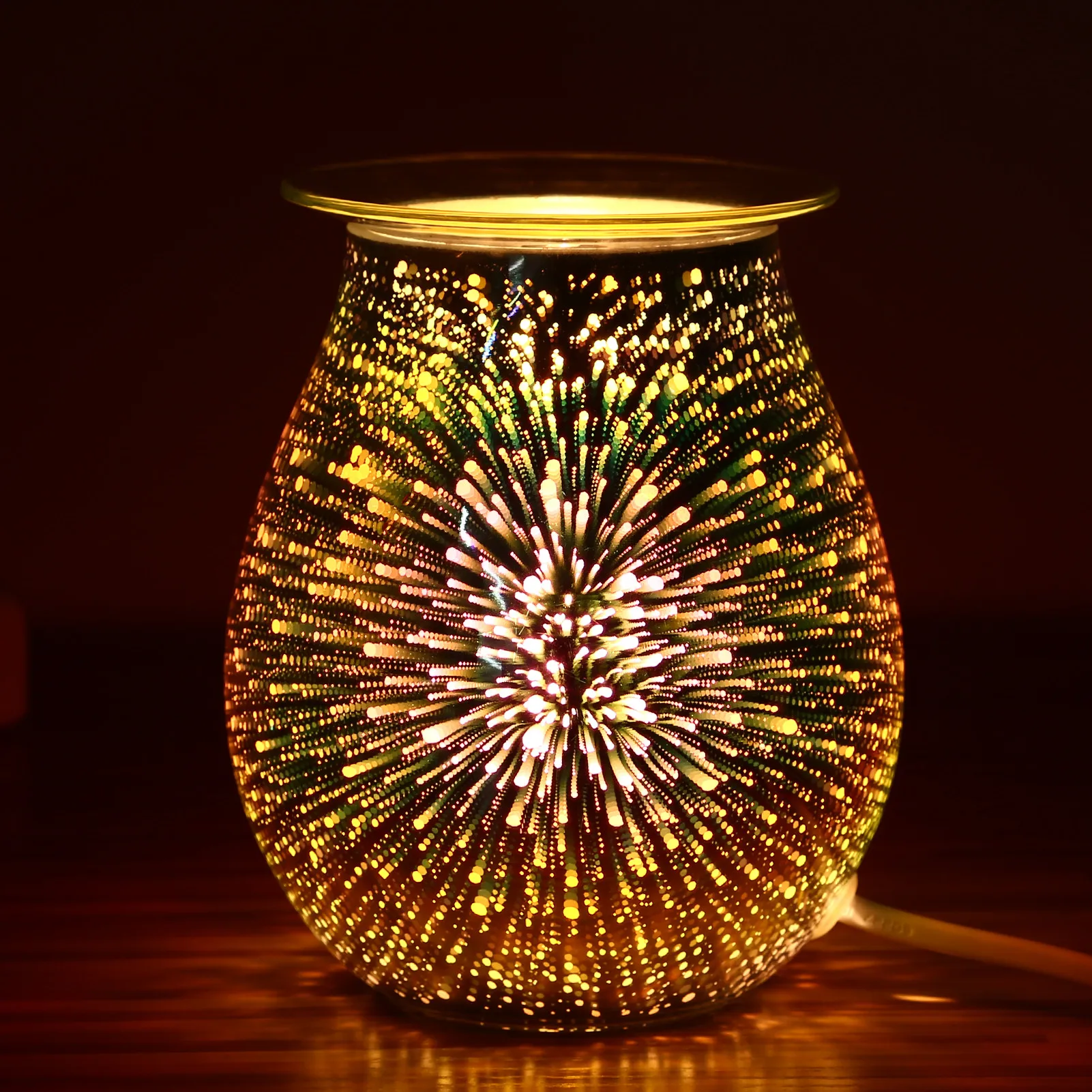 Glass Tart Burner With 3D Effect Night Light Electric Candle Warmer Wax Melt 