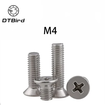 

100pcs GB819 M4 304 Stainless Steel Metric Thread flat head cross Countersunk head screw m4*(6/8/10/12/14/16/18/20/25~80) mm DT2