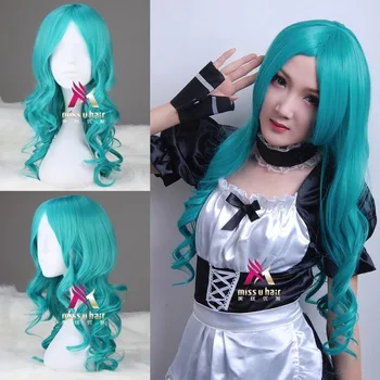 

new Green Wavy Long Synthetic Hair Wigs Sailor Moon Neptune Kaiou Michiru Cosplay Full Wig Heat Resistance
