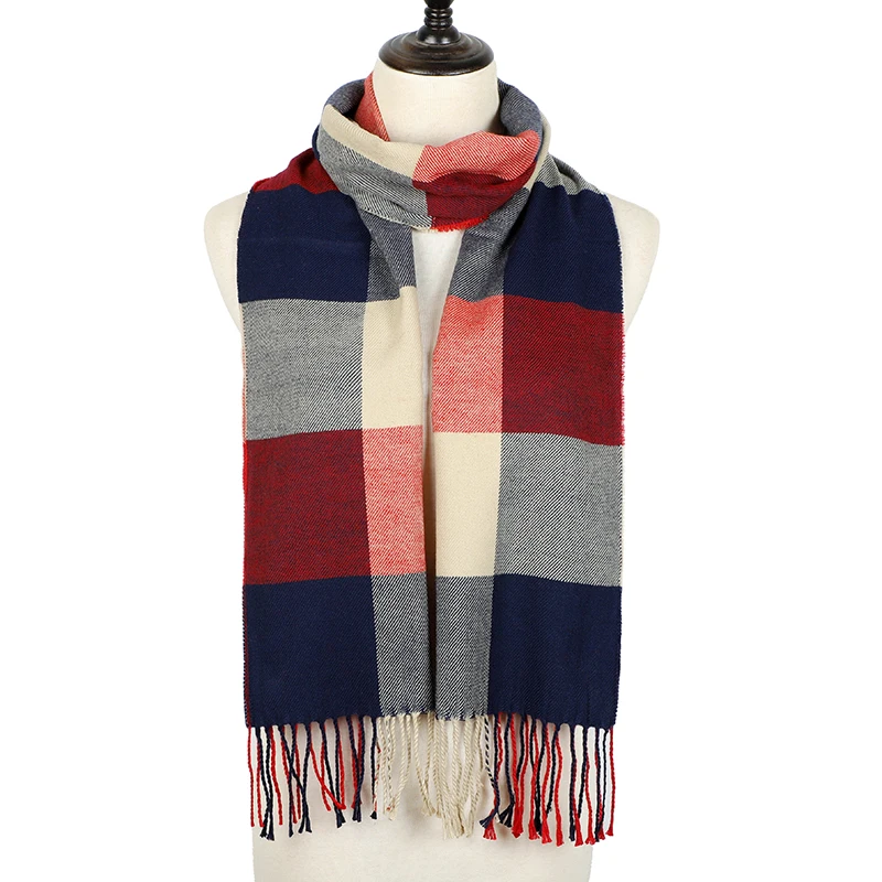Winter Plaid Scarf Women Foulard Solid Scarves Female Shawls and Wraps New Designer Cashmere Scarfs Luxury Bufandas Hombre - Цвет: Color 3