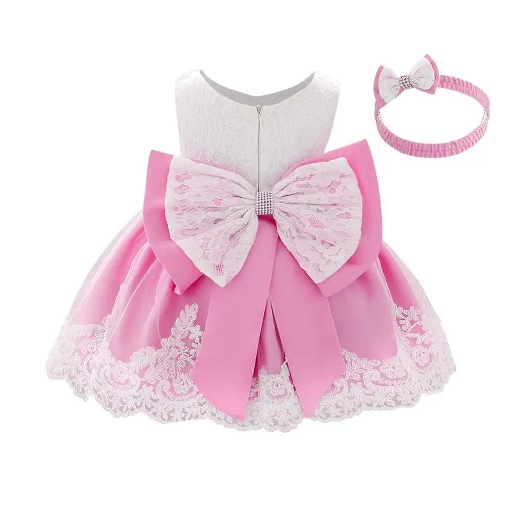 pink Платье для крещения для новорожденных и малышей, для крещения одежда комплект Свадебная вечеринка бальное платье детское платье для дня рождения платье принцессы для фотосессии - Цвет: pink