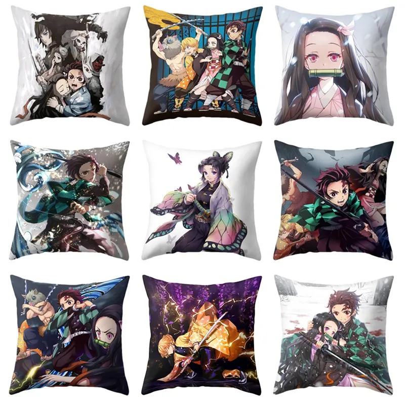 Чехол для подушки Demon Slayer Kimetsu no Yaiba наволочка 45x45 см чехол с принтом дивана кровать