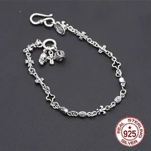 Браслет из стерлингового серебра S925 пробы, индивидуальная мода, классические ювелирные изделия, стиль панк, пара, крест, форма черепа, подарок, чтобы отправить любовь