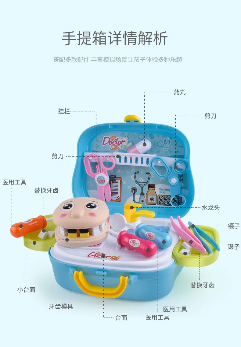 Douyin Стиль Знаменитостей детский игровой дом стоматологический медицинский ящик чемодан персонаж для девочек и мальчиков Игрушка для доктора