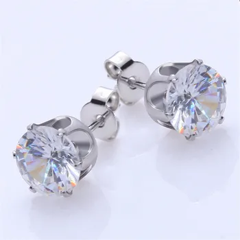 

TTLIFE Sparkling Solitaire Cut Brilliant Cut Hearts & Arrows Cubic Zircon Classic 6 Prongs Round Stud Earring Hearts Arrows