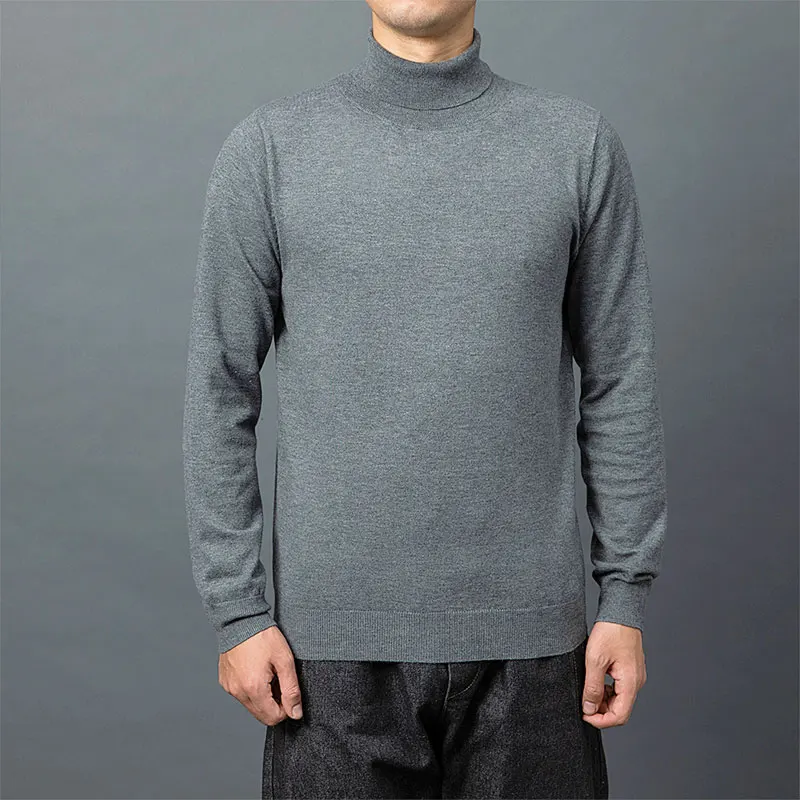 

New Autumn Winter Men'S Sweater Turtleneck Solid Color Casual Sweater Men's Slim Fit Knitted Pullovers M-3XL