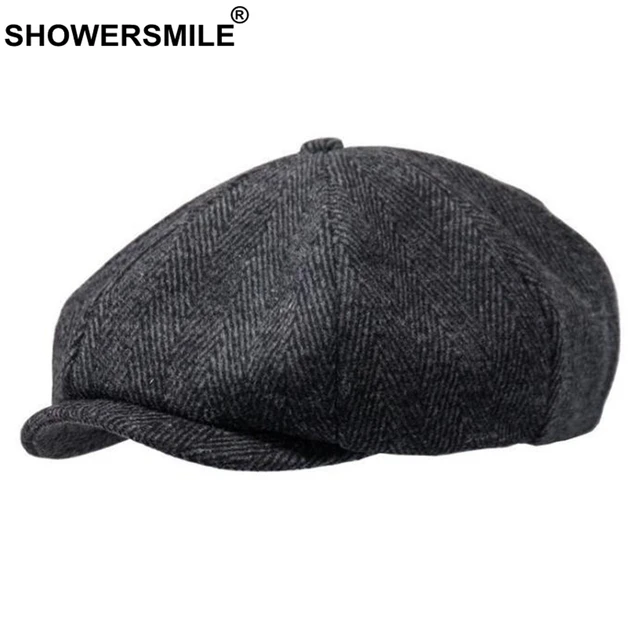 Showersmile Brand Wool Newsboy Caps Men 
