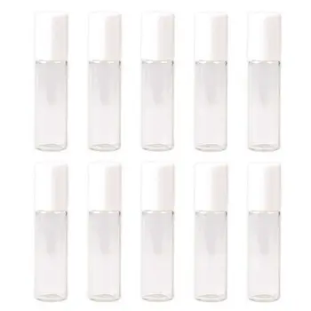 

5PCS 5ml /10ml Clear Glass Essential Oil Roller Bottles Cosmetic Transparent Aromatherapy Perfumes Lip Oil Roll On Bottles Tube