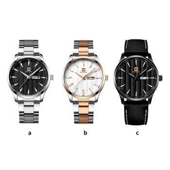 

Men Waterproof Quartz Watch Business Multi-function Band Watch Stainless Steel Wristwatch Black Watchband