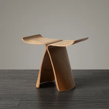 

Northern Europe Wooden ottoman Shoes stool Sori Yanagi Style Butterfly Stool Originality household Multi Color Low stool WY430