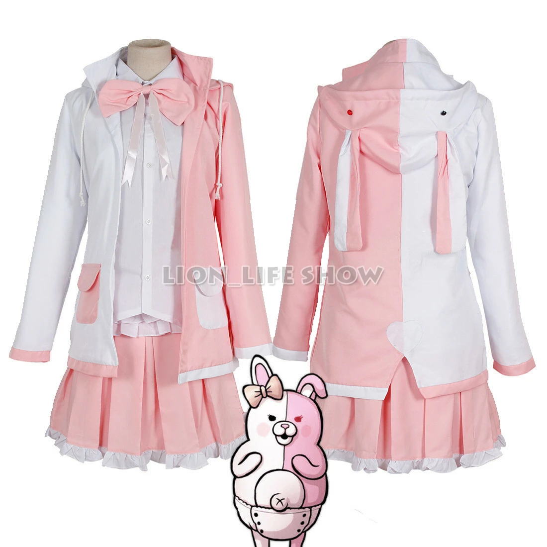 

Danganronpa Dangan-Ronpa 2 Monomi mix Pink/White Cosplay Costume Outfits