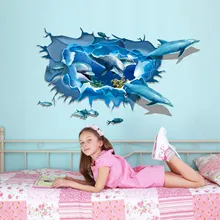 Импортные товары стиль съемный экологически чистые креативные настенные наклейки гостиная 3D Дельфин Группа отправлено DLX0885 мА