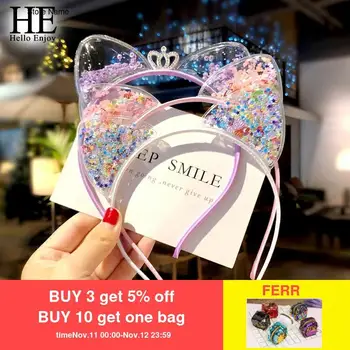 

HE Hello Enjoy 1 Pc Cute Cartoon Ears Headband for Baby Girls Headbands Korean Children Princess Hair Bands Kids Jelly Bows Hair