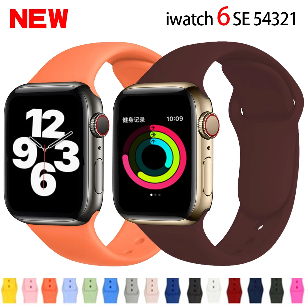 

Soft Silicone Band compatible Apple Watch Series 6 SE 5 4 3 2 1 38MM 42MM Rubber Watchband Strap for iWatch 4/5 40MM 44MM