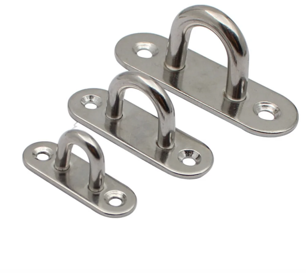 isure marine 2pcs 316 stainless steel 6mm diamond door buckle shade sail accessories hanging eye plate fixing buckle ISURE MARINE 2Pcs 304 Stainless Steel Oval Door Buckle Suspension Disk Fixing  Buckle Boat Bolt Seat Plate Buckle