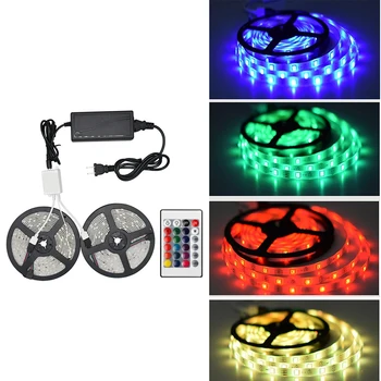 

10 Metre 300 LED 5050 RGB Bluetooth Infrared Colored Rope Light Strip Kit with 24 Keys IR Remote Controller ,EU Plug