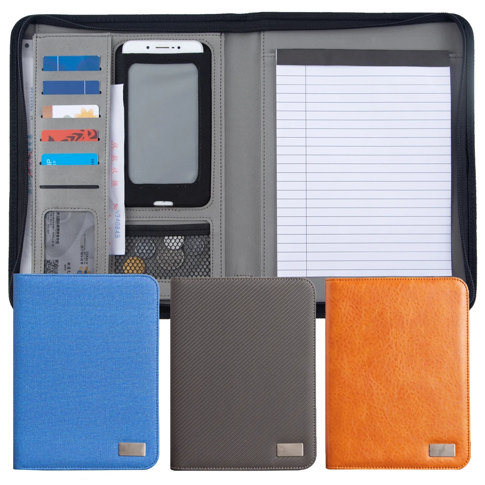 

A4 Document File Folder organizer Fabric Zipper Conference Bag Business Briefcase padfolio Portfolio folder with phone