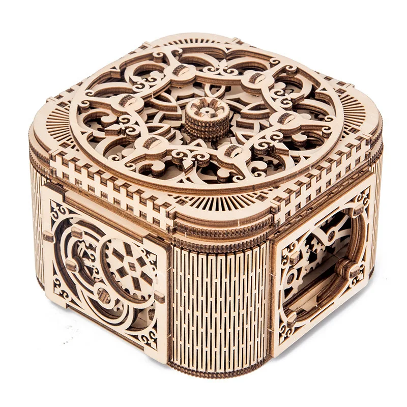 Wooden Jewelry Box Assembled Creative Toy Gift Puzzle Wooden Mechanical Transmission Model Assembled Toy DIY Kids Gifts