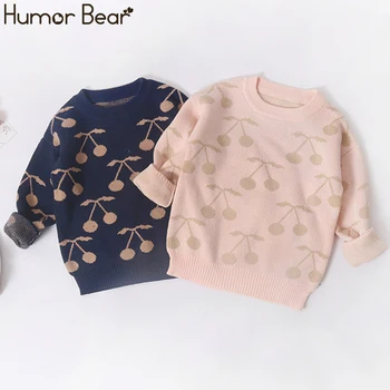 

Humor Bear 1-6Y Baby Girls Knitted Sweater Children 2019 Winter And Autumn Long Sleeve Warm Half Fruit Cute Kids Sweater