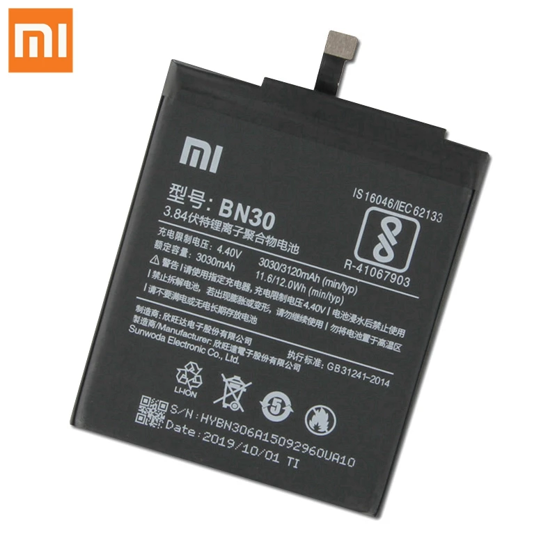 Xiao mi сменный аккумулятор BN30 для Xiaomi mi Redrice Hong mi 4A подлинный аккумулятор для телефона 3120 мАч