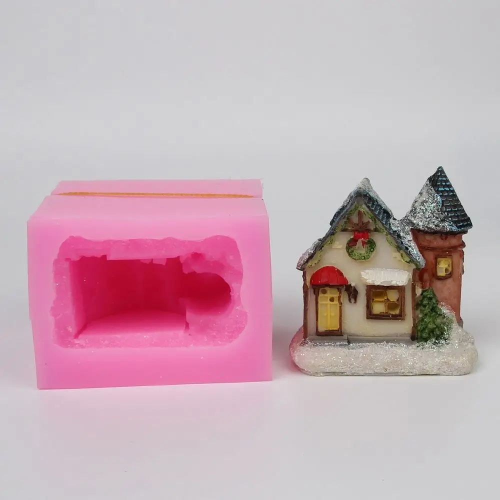 3D дом Рождественские Формы Силиконовые свечи прессформы гипса DIY WC024