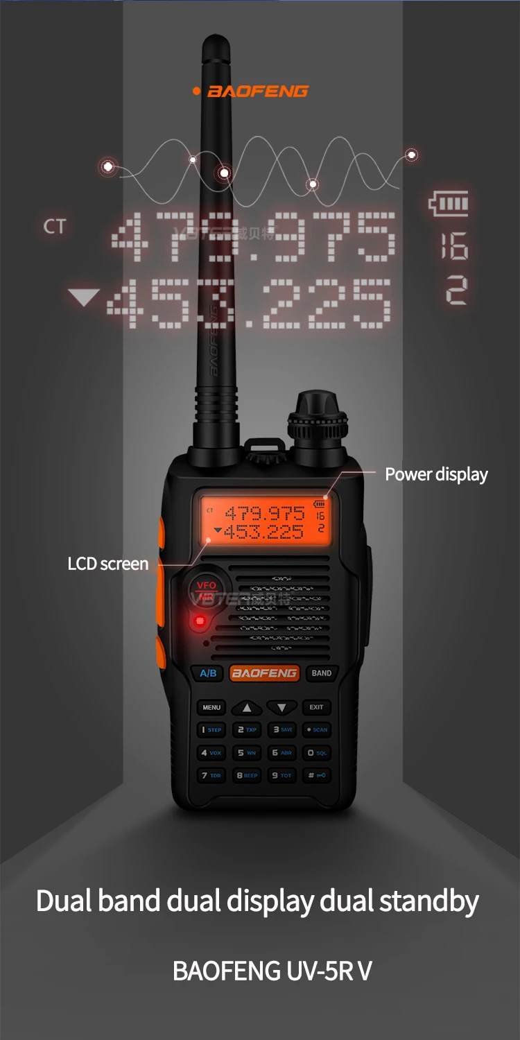 Baofeng Walkie Talkie UV-5R V двухдиапазонный мощный радиоприемник с 136-174/400-520 МГц 1 шт boafeng трансивер 5 цветов
