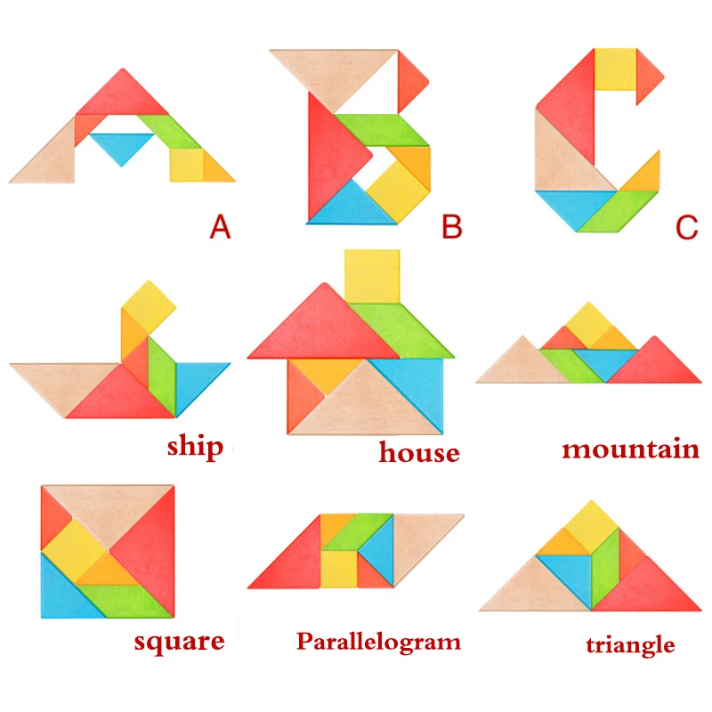 Детские 3D Tangram деревянные игрушки-паззлы для детей детские развивающие игрушки Монтессори головоломки модель умственного развития подарки