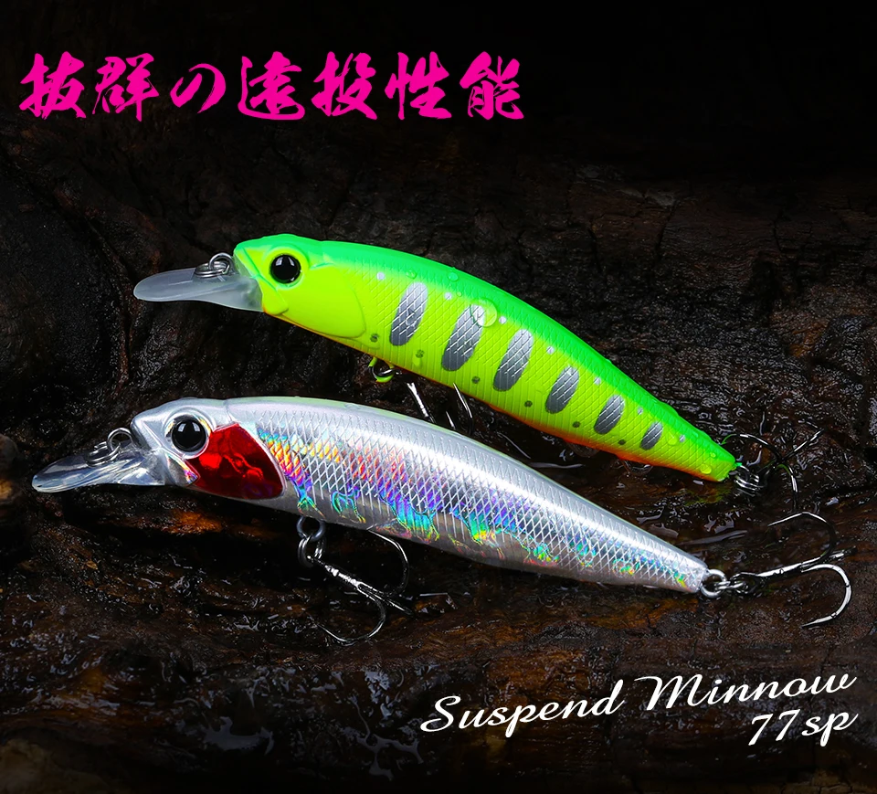 TSURINOYA Jerkbait DW101 77mm 8,5 Aussetzung Minnow Angeln Köder 77SP Künstliche Harte Köder Bewegung System Hecht Angeln Wobbler – Detail 9
