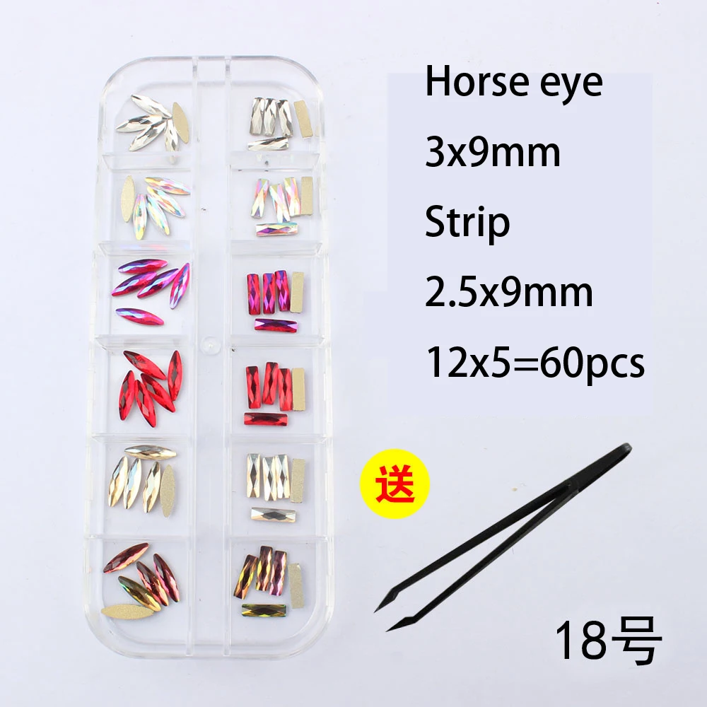 New listing 12 mesh nail art rhinestone mixed shape fancy stained glass crystal 3D nail decoration free shipping