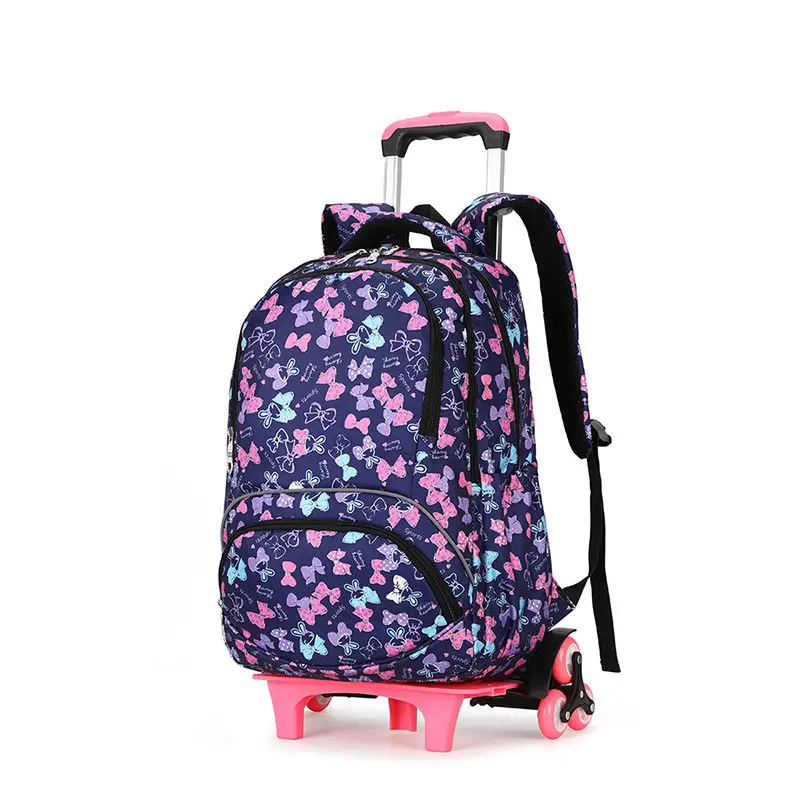 6 wheels backpack Детский Школьный рюкзак с колесами, Детские рюкзаки на колесиках, Детская сумка на колесиках для девочек, дорожный Рюкзак-тележка сумка для детей - Цвет: 6 wheels backpack