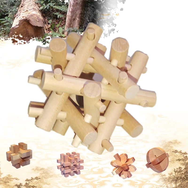Burr Puzzle Luban Lock Yunhe деревянная блистерная головоломка научная и образовательная игрушка разблокировка