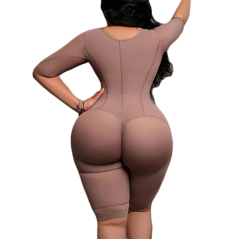 Fajas Colombianas Full Body Support Arm Compression With Built In Bra Half Sleeve Mid Leg Bodysuit