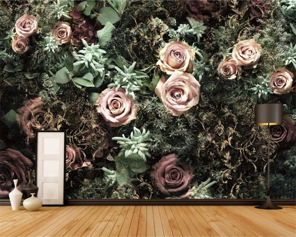 Beibehang Custom Wallpaper Fashion Hand Painted Vintage Floral Romantic Rose Cloth Tile Background Tv Sofa Background Wall Wallpapers Aliexpress