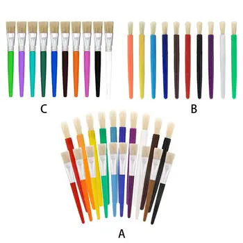 

10/20pcs Paint Brush for Children Oil Watercolor Painting Plastic Handle Bristle Brushes Gouache Drawing Art Supply